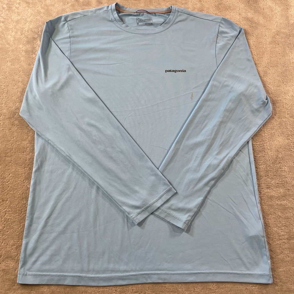 Patagonia Capilene Cool Daily Shirt Mens Medium Blue Fish Outdoor Light Camping
